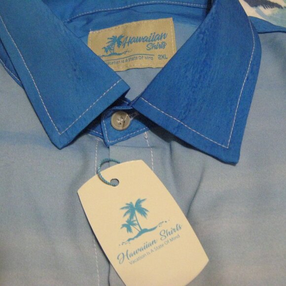 NWT TWO 2XL Unique Royaura Hawaiian Shirts Mt. Fuji and a Tropic Scene - Picture 13 of 15